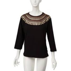 Metropolitan Museum of Art 3/4 Sleeve Sz XL Egyptian Embellished Collar